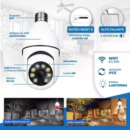 Imagem de Kit 6 Câmeras Ip Wifi Speed Dome C/ 6 cartões de memória 128GB Full HD 1080p Motorizada Visão Noturna 7.5m