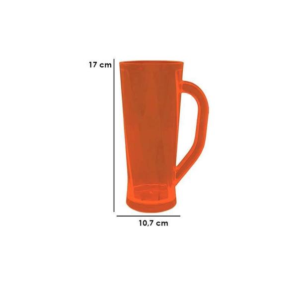 Imagem de Kit 6 Caneca Chopp Cristal Laranja Neon 430Ml Plástico