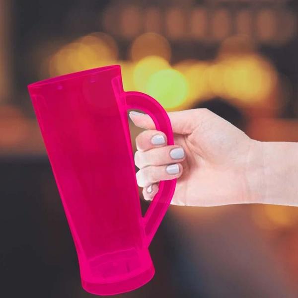 Imagem de Kit 6 Caneca Chopp Cristal Rosa Neon 430Ml Plástico