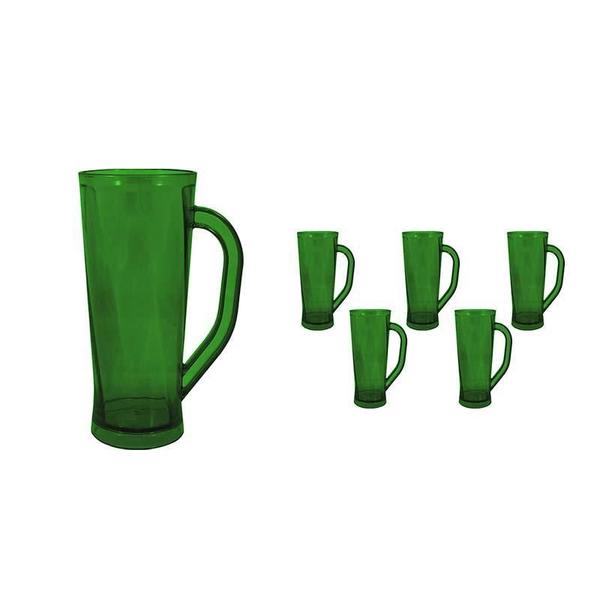 Imagem de Kit 6 Caneca Chopp Cristal Verde 430Ml Plástico