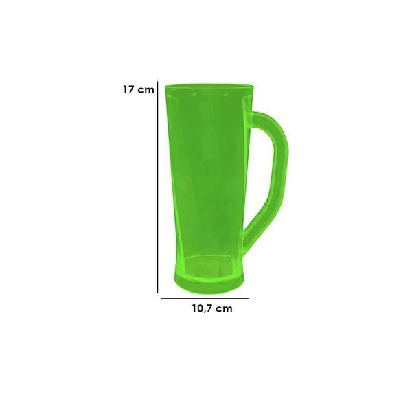 Imagem de Kit 6 Caneca Chopp Cristal Verde Neon 430Ml Plástico