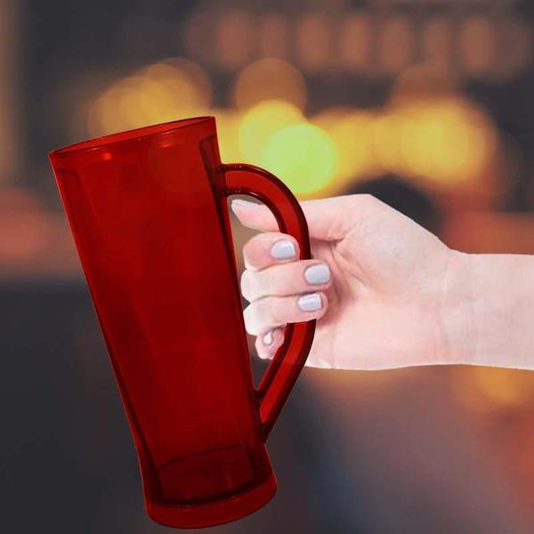 Imagem de Kit 6 Caneca Chopp Cristal Vermelho 430Ml Plástico