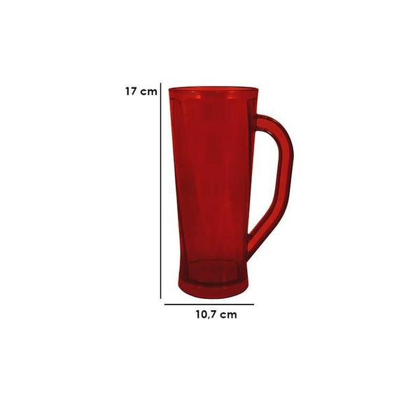 Imagem de Kit 6 Caneca Chopp Cristal Vermelho 430Ml Plástico