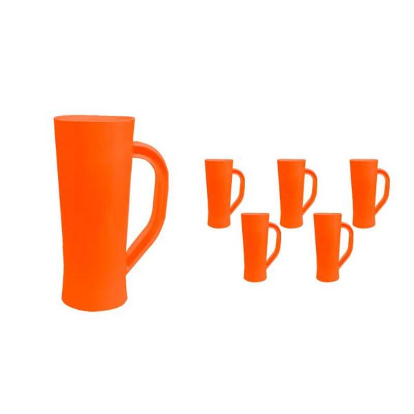 Imagem de Kit 6 Caneca Chopp Laranja Neon 430Ml Plástico