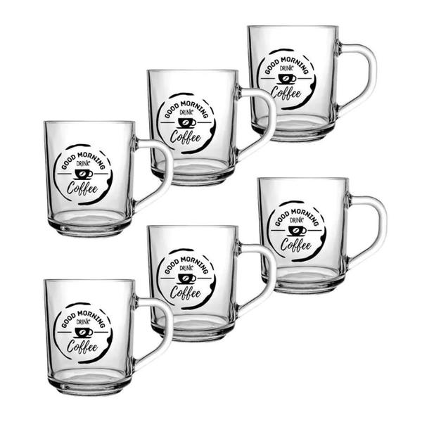 Imagem de Kit 6 Caneca Xicara Copo Vidro Café Chá Alça 250ml Good