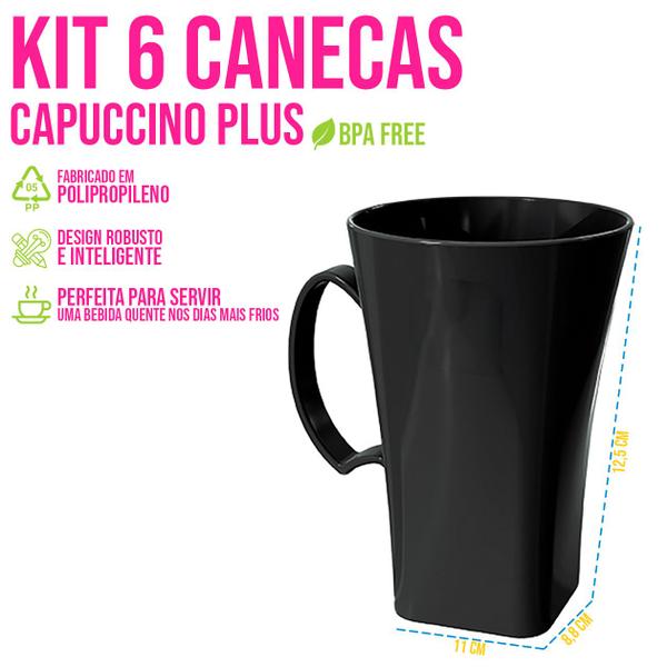 Imagem de Kit 6 Canecas Cappuccino Copo 400ml Café Água Cerveja Alça