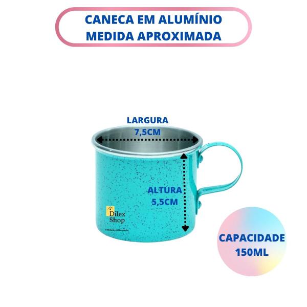 Imagem de Kit 6 Canecas Coloridas Xícaras Retrô Em Alumínio Café Chá