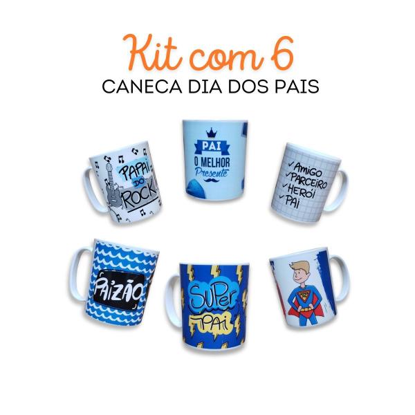 Imagem de Kit 6 Canecas Dia dos Pais 350ml Café Chá Presente Fofo