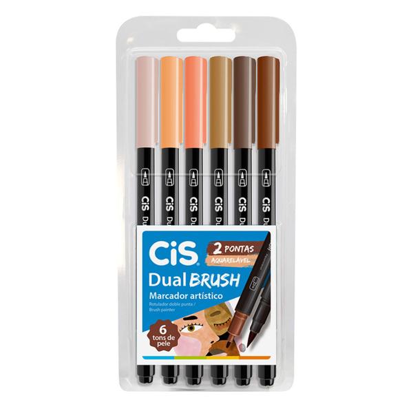 Imagem de Kit 6 Canetas Dual Brush Aquarelável Tons Pele CIS