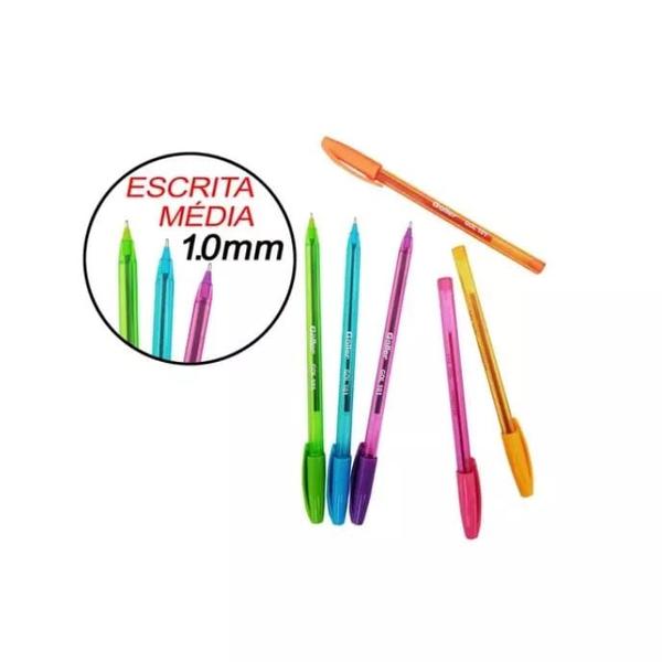 Imagem de Kit 6 canetas esferográficas coloridas material escolar