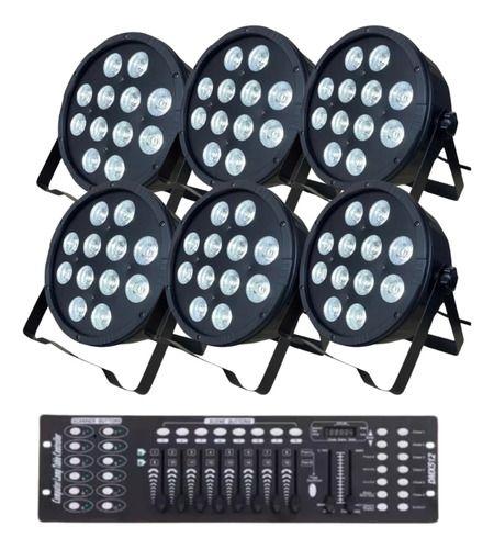 Imagem de Kit 6 Canhao Refletor 12 Leds 18w Rgbwa Strobo + Mesa Dmx