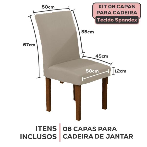 Imagem de Kit 6 Capa Cadeira Estofadas Protetora Tecido Malha Spandex Coladinha Mesa Jantar 6 Lugares