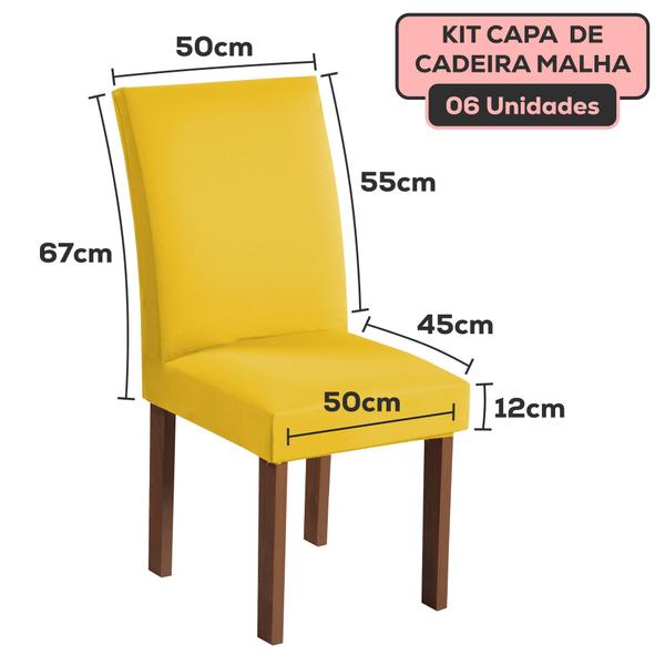 Imagem de Kit 6 Capa de Cadeira Jantar Spandex Premium Tecido Malha Lisa Tamanho Universal Mesa 6 Lugar