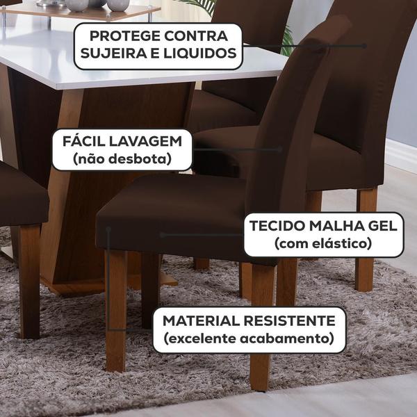 Imagem de Kit 6 Capa de Cadeira Jantar Spandex Premium Tecido Malha Lisa Tamanho Universal Mesa 6 Lugar