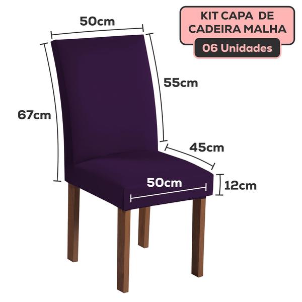 Imagem de Kit 6 Capa de Cadeira Jantar Spandex Premium Tecido Malha Lisa Tamanho Universal Mesa 6 Lugar