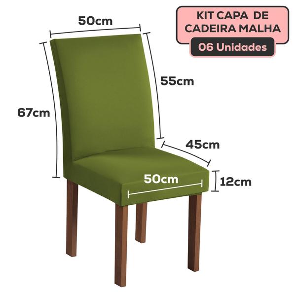 Imagem de Kit 6 Capa de Cadeira Jantar Spandex Premium Tecido Malha Lisa Tamanho Universal Mesa 6 Lugar