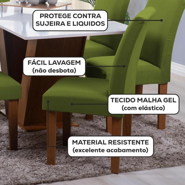 Imagem de Kit 6 Capa de Cadeira Jantar Spandex Premium Tecido Malha Lisa Tamanho Universal Mesa 6 Lugar