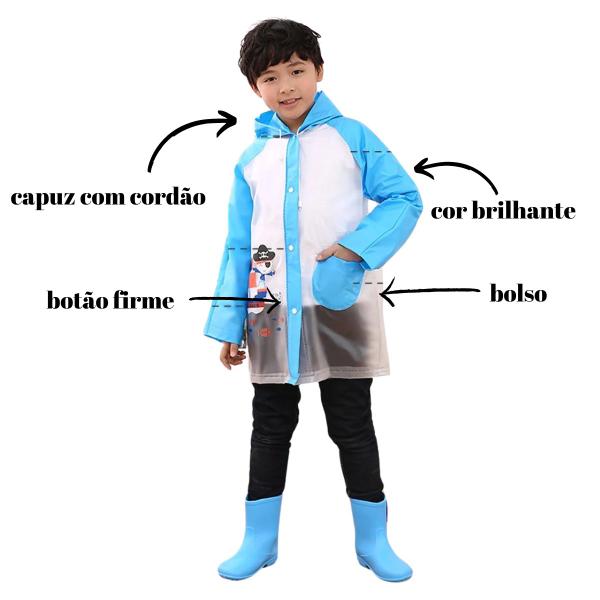 Imagem de kit 6 Capa de chuva infantil para menina menino com capuz e bolsos pvc reforçada escolha a sua 