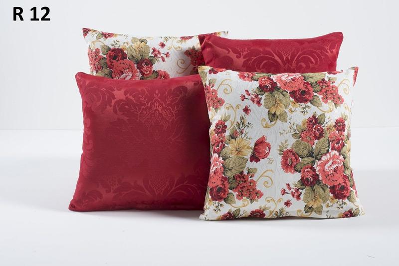 Imagem de Kit 6 Capas De Almofada Estampadas Floral Vermelho Decoração