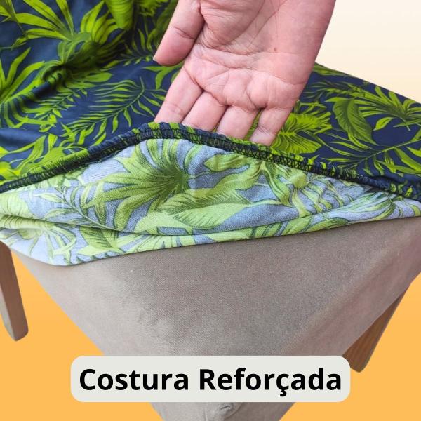 Imagem de Kit 6 Capas De Cadeira De Jantar Estampada Malha Gel Coladinha Premium Super Reforçada