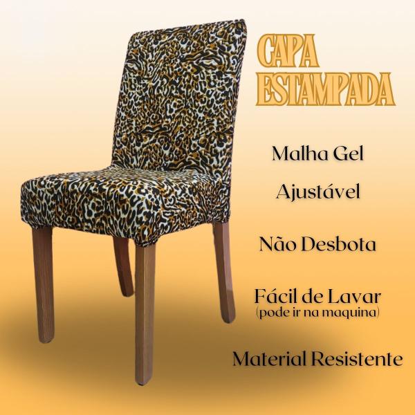 Imagem de Kit 6 Capas De Cadeira De Jantar Estampada Malha Gel Coladinha Premium Super Reforçada