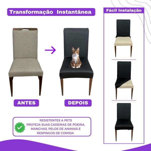 Imagem de Kit 6 Capas de Cadeira em Matelassê Resistentes à Gatos 