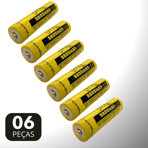 Imagem de Kit 6 Cargas Recarregáveis 9800mAh 3.7V para Lanternas