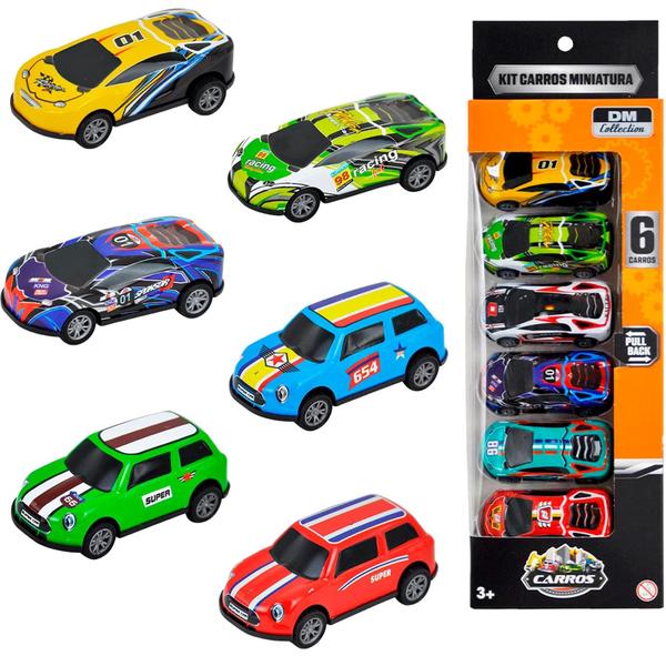 Imagem de Kit 6 Carrinhos De Metal Carros Miniatura Fricção - Dm Toys