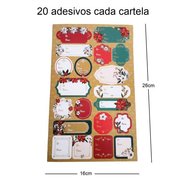 Imagem de Kit 6 Cartelas Adesivos de Natal para Presentes Natalinos