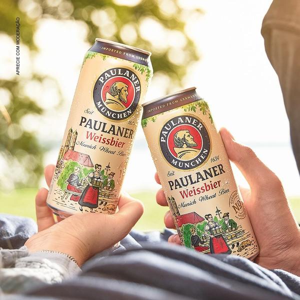 Imagem de Kit 6 Cerveja Alemã Paulaner Weissbier Lata 500ml + Camiseta