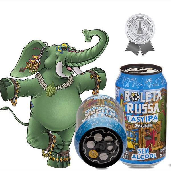 Imagem de kit 6 Cerveja Roleta Russa Easy Ipa Sem Álcool Lata 350ml