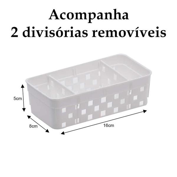 Imagem de Kit 6 cestinhos organizadores com divisórias multiuso closet cozinha banheiro material de escritório