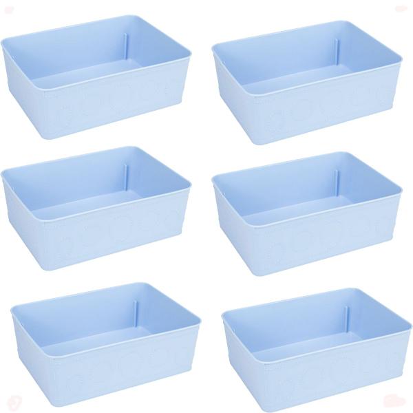 Imagem de Kit 6 Cesto Multiuso Decorativo Azul 19x13,5x6,5Cm