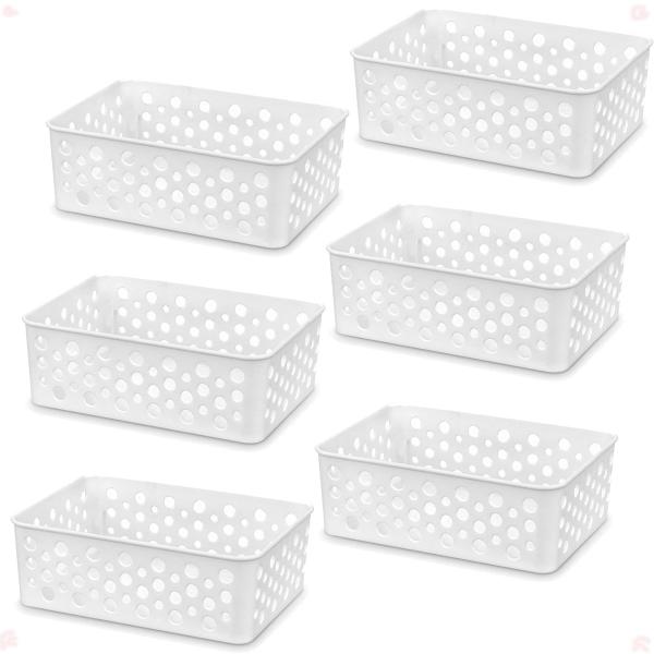 Imagem de Kit 6 Cesto Organizador Multiuso P 19X13,8X6,5Cm Branco