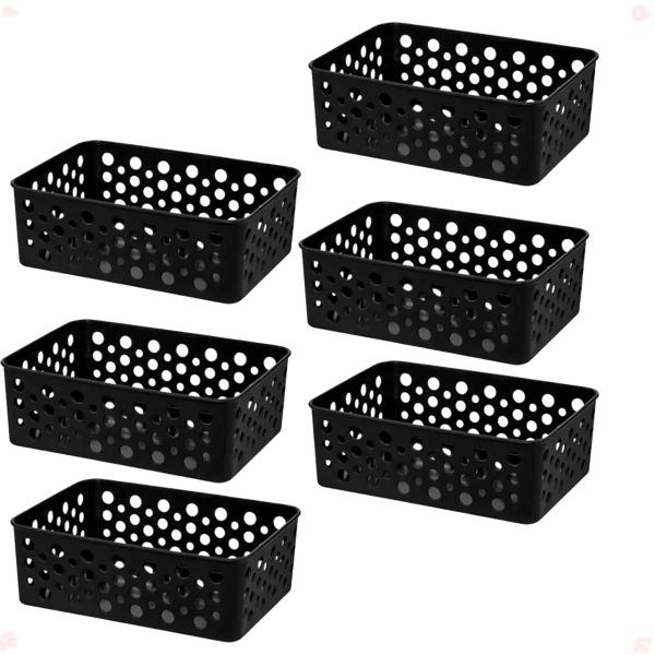 Kit 6 Cesto Organizador Multiuso P 19X13,8X6,5Cm Preto - USUAL Imagem de Kit 6 Cesto Organizador Multiuso P 19X13,8X6,5Cm Preto