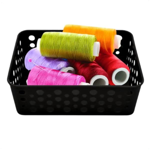 Kit 6 Cesto Organizador Multiuso P 19X13,8X6,5Cm Preto - USUAL Imagem de Kit 6 Cesto Organizador Multiuso P 19X13,8X6,5Cm Preto