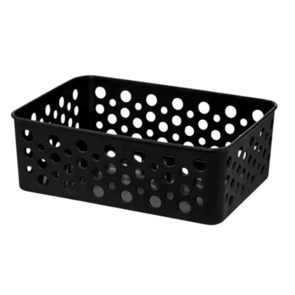 Kit 6 Cesto Organizador Multiuso P 19X13,8X6,5Cm Preto - USUAL Imagem de Kit 6 Cesto Organizador Multiuso P 19X13,8X6,5Cm Preto