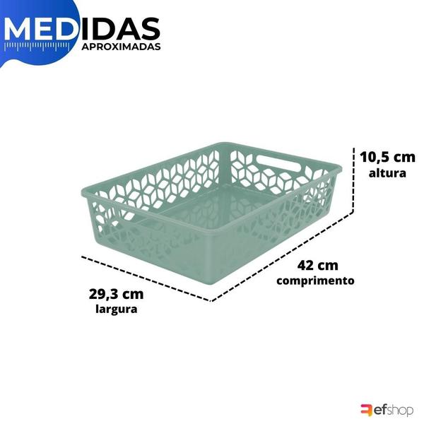 Imagem de Kit 6 Cesto Organizador Raso Multiuso Gaveta Armário Plástico 9 L S/ Tampa