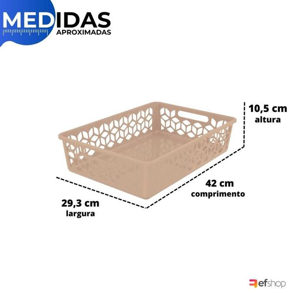 Imagem de Kit 6 Cesto Organizador Raso Multiuso Gaveta Armário Plástico 9 L S/ Tampa