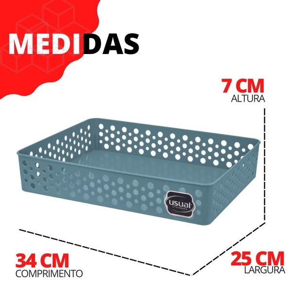 Imagem de Kit 6 Cesto Organizador Rattan Multiuso Armário Gaveta Lavanderia G (34x25)