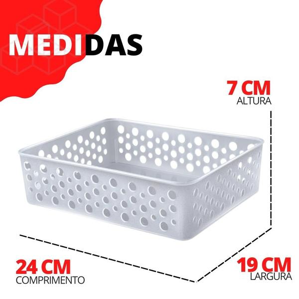 Imagem de Kit 6 Cesto Organizador Rattan Multiuso Armário Gaveta Lavanderia M (24x19)