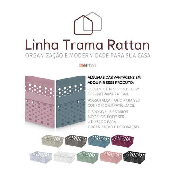 Imagem de Kit 6 Cesto Organizador Rattan Multiuso Armário Gaveta Lavanderia P (19x13)