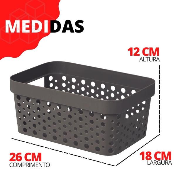 Imagem de Kit 6 Cesto Organizador Trama Rattan s/Tampa 4,5L Multiuso Plástico