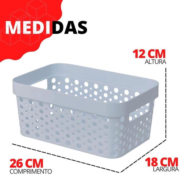 Imagem de Kit 6 Cesto Organizador Trama Rattan s/Tampa 4,5L Multiuso Plástico