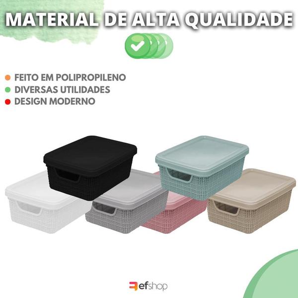 Imagem de Kit 6 Cestos Caixas Organizador Tampa Armário Gaveta 19x13