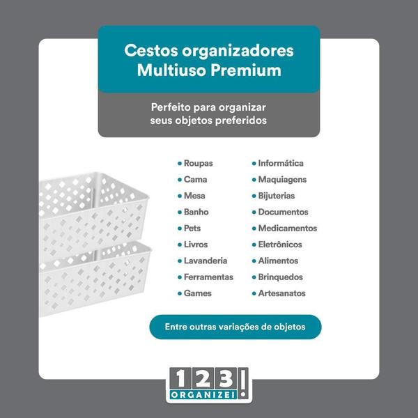 Imagem de Kit 6 Cestos E 20 Cabides Infantis Organizadores Branco