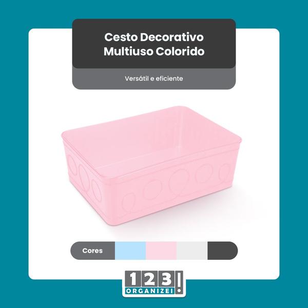 Imagem de Kit 6 Cestos Multiuso Decorativo e 20 Cabides Infantis Rosa