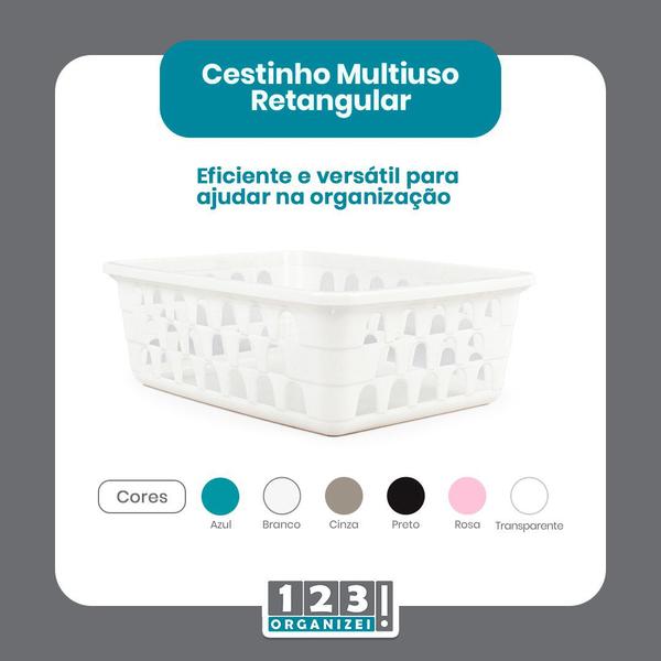 Imagem de Kit 6 Cestos Multiuso Organizador Médio Branco 20x15,5x6,5Cm