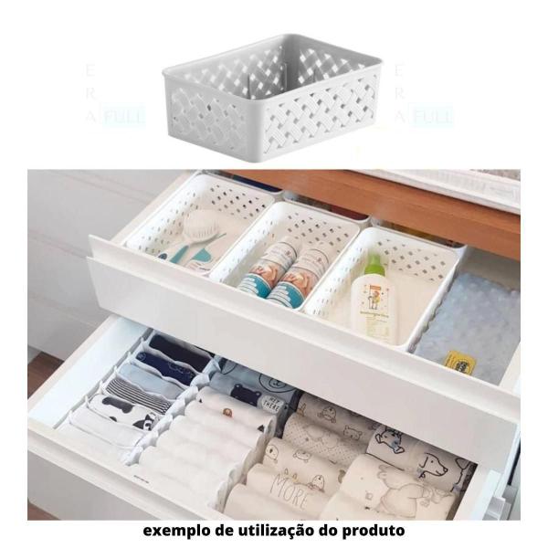 Imagem de Kit 6 Cestos Organizador Rattan Armário Gaveta Cômoda 19X13