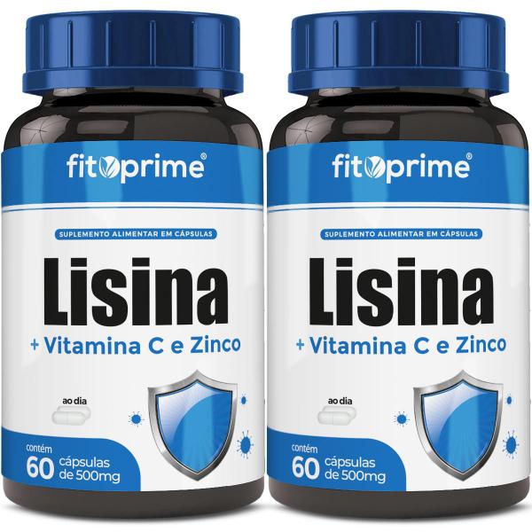 Imagem de Kit 6 Cloridrato de Lisina + Vitamina C e Zinco 60 Cápsulas Fitoprime